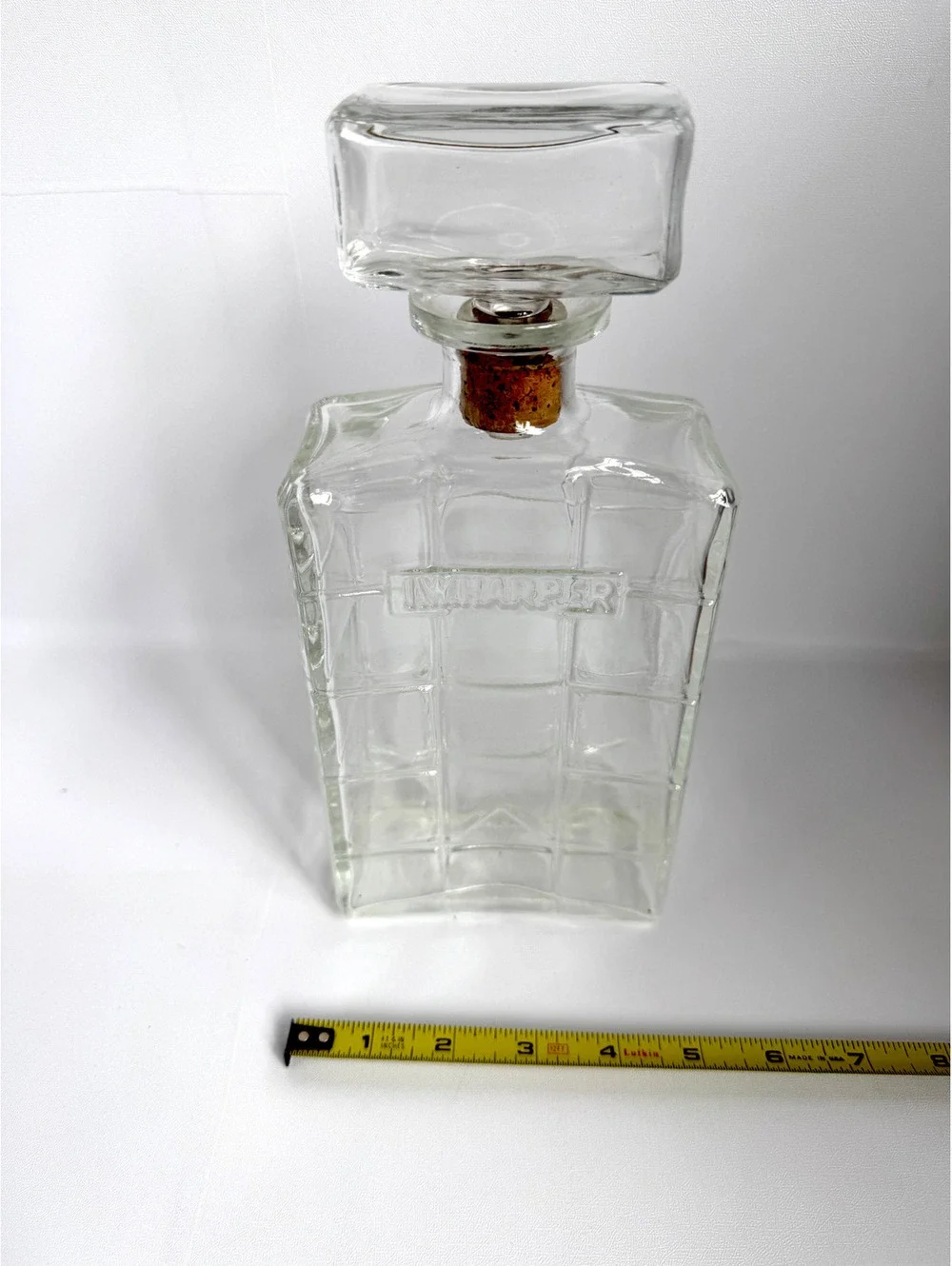 Vintage Clear Glass Liquor Decanter with Cork Stopper